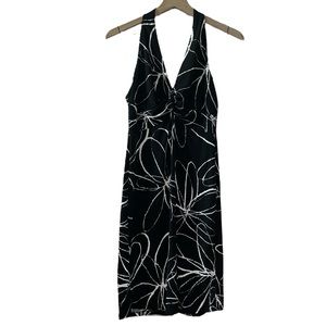 Dressbarn Black & White Floral Halter Dress, Size 10